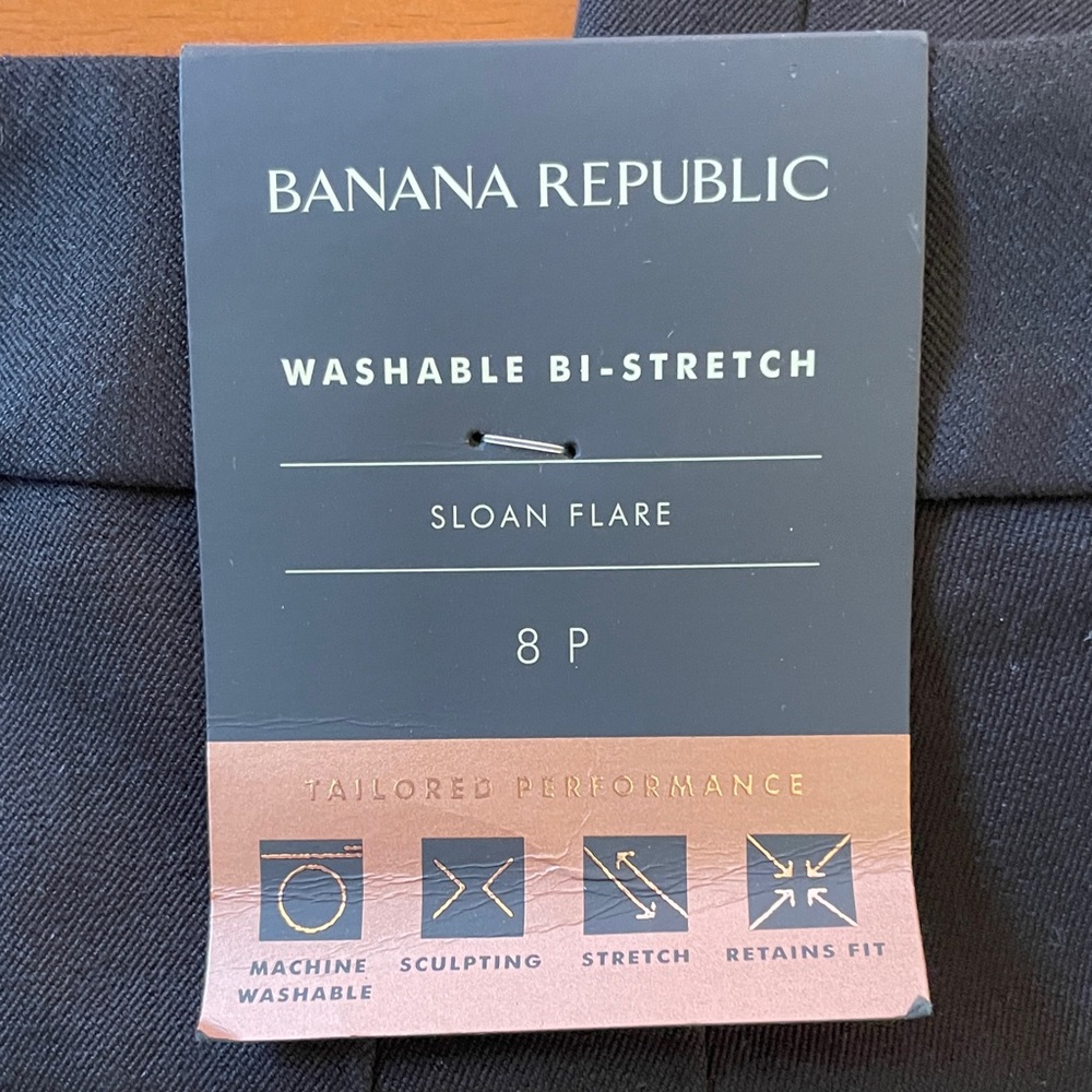 NWT Banana Republic Women’s Black High Rise Sloan Flare Stretch Trousers 8P